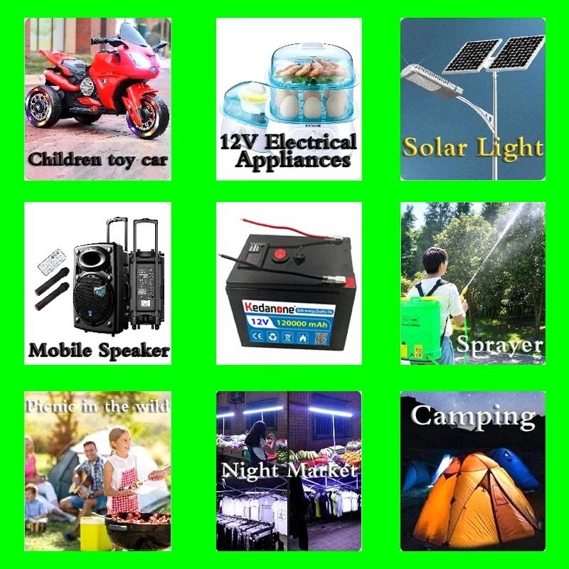 New 12V120Ah 18650 Lithium Battery Pack 3S7P Built-in High Current BMS for Sprayers,carts Electric Vehicle Batterie+charger