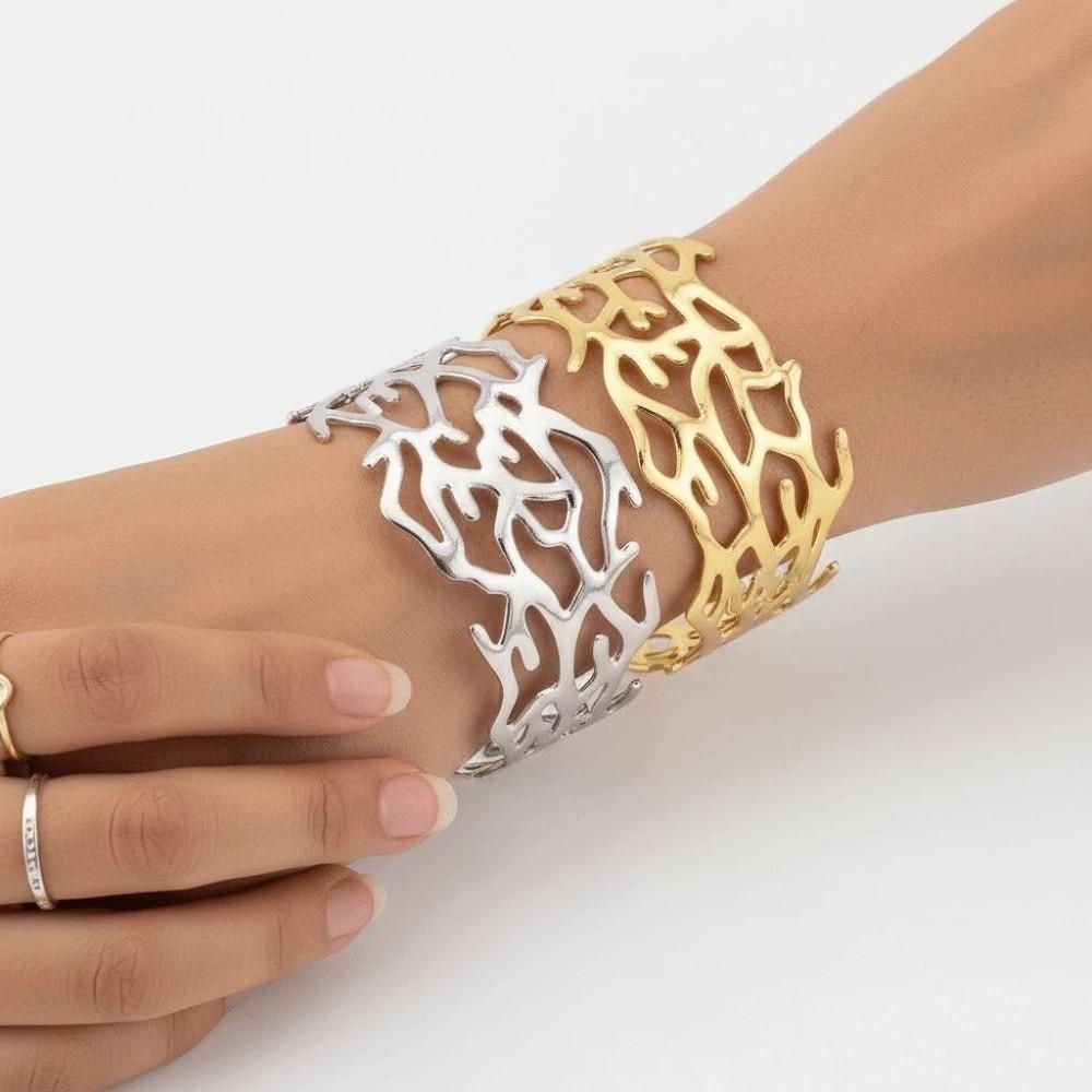 Armlet Metal Opening Bangle Exaggerated Women's Wrist Jewelry Coral Design Bracelet Party