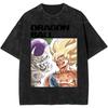 Vintage Washed Dragon Ball T Shirt with Goku and Gohan Anime Print Streetwear Casual Daily Wear Yk Retro  Summer new