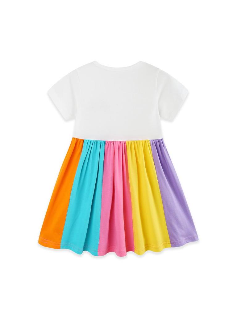 European-Style Rainbow Print Toddler Princess Summer Dresses