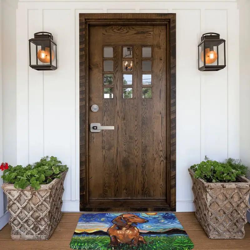 Custom Starry Night Dachshund Dog Doormat Anti-Slip Entrance Kitchen Bathroom Floor Door Mats Bedroom Balcony Carpet Rug