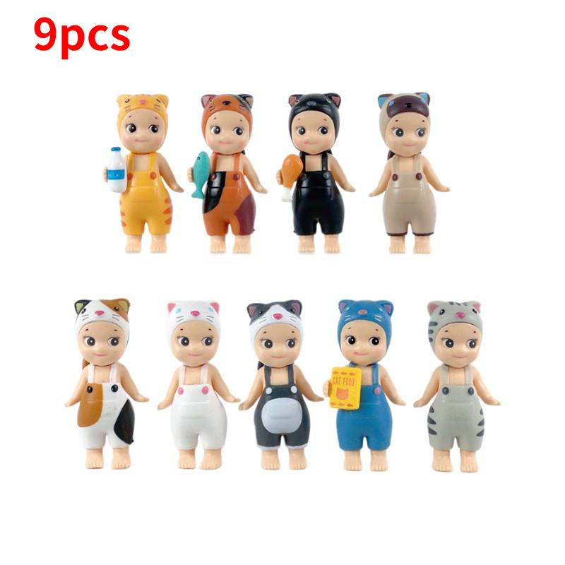 Sonny 9ks Anděl Mini Kočka Pvc Figurka Slepá Krabička Dárek Kombinéza Panenka Hračka Sada Dárek