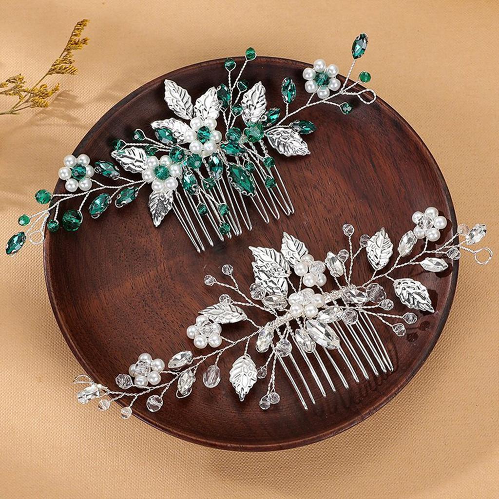 Wedding Crystal Flower Pearl Hair Comb Pin Band Rhinestone Hairpin Headband Tiara For Women Bridal Hair Accessories Jewelry Gift