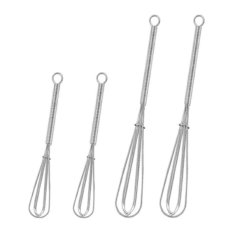 2/4Pcs Stainless Steel Mini Whisk Spring Coil Wire Egg Beater Handheld Egg Whisk Beater Manual Hand Whisker Kitchen Tiny Whisk
