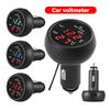 3 In 1 12/24V Car Auto LED Digital Voltmeter Gauge Thermometer USB Charger Monitor Display Charging for Phone Tablet GPS