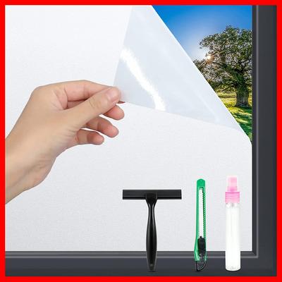 White Frosted Glass Window Film Reusable Privacy Film,Static Clings UV Protection Sun Blocking Tint Kit for Home Bathroom Home