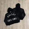Vale Classico Schwarzer Reißverschluss Hoodie Stoffstickerei Heißer Diamant Washed Hoodie Pullover