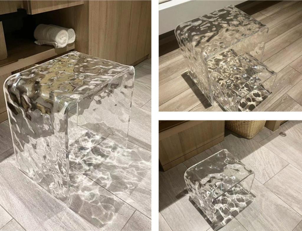 Water Ripple Acrylic Stool, Shoe Changing Stool, Footstool, Bathroom Stool, Makeup Stool, Leisure Seat Chair, Furniture