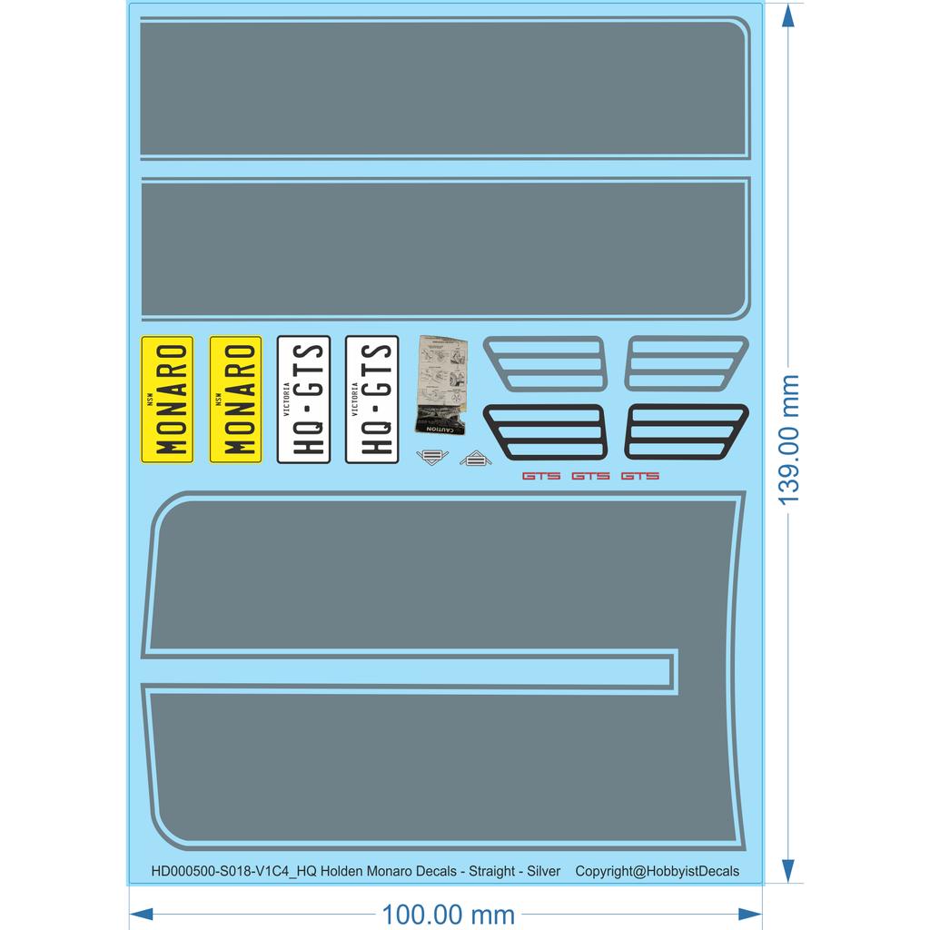 Holden HQ Monaro - 1/18 1/24 1/25 - Water & Vinyl Decals