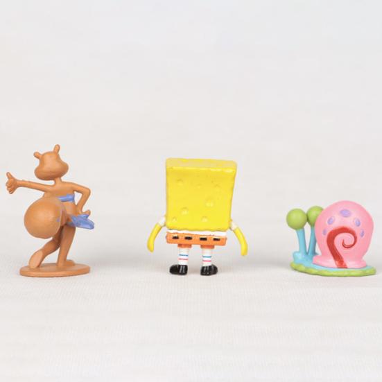 6Pcs/Set Cute Anime Figure SpongeBob Model Dolls Ornaments Home Decoration Gift