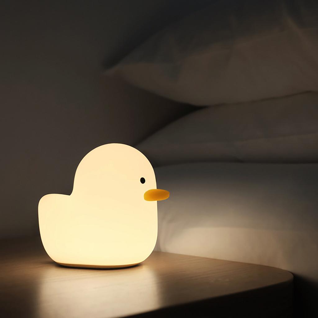 Silicone Duck Night Light USB Rechargeable Soft Touch Table Lamp with Timer and Tap Control Suitable for Bedroom Nursery and Kids Room