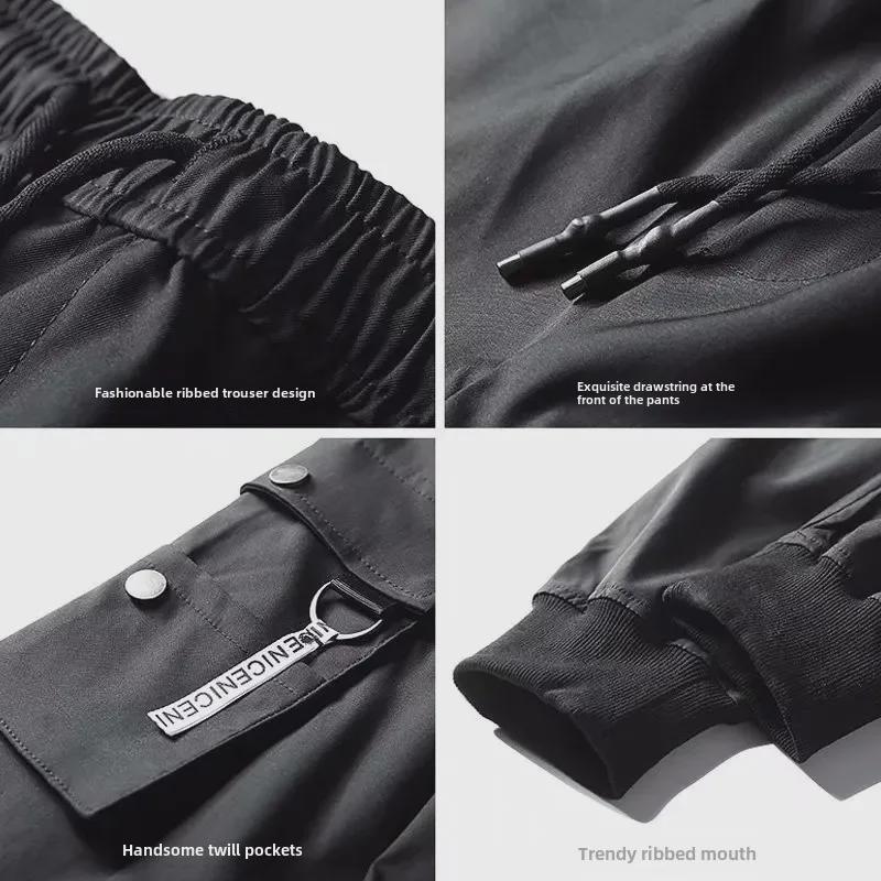 Pánské ležérní cargo kombinézy v korejském stylu - Letní tenké módní trendy dlouhé kalhoty