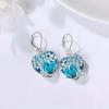 925 Sterling Silver Blue Crystal Heart Zircon Earrings For Woman Vintage Tree Shaped Engagement Charm Jewelry Gift