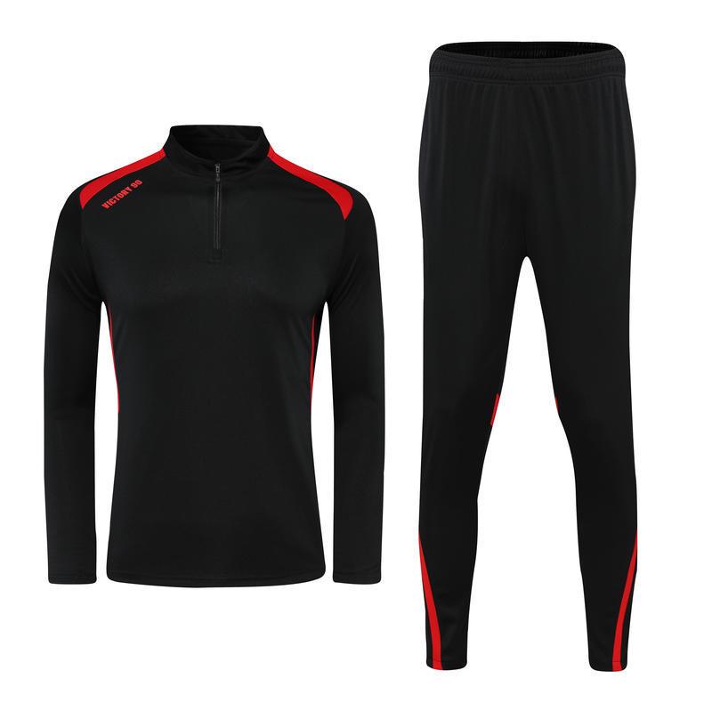 Unisex Half-Zip Long-Sleeve Football Training Set for Kids & Adults