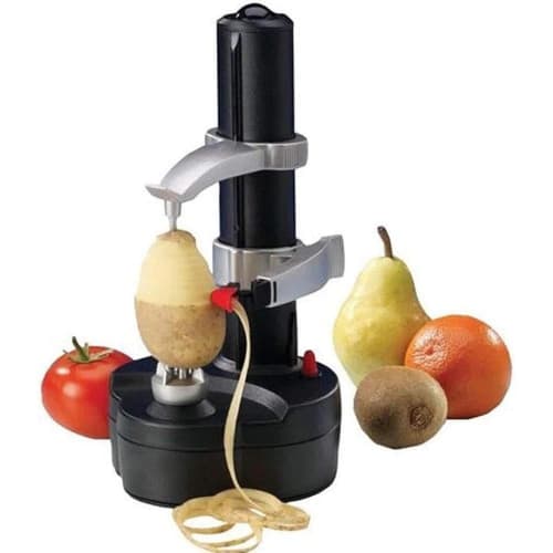 Dearolling Electric Peeler, Automatic Peeler, Multi-Function Kitchen Tool for Peeling Apples, Pears, Potatoes, Vegetables, and Fruits (29*20cm, Black)