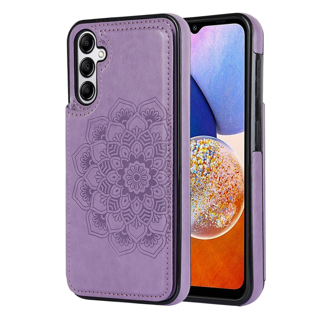 Pro Samsung Galaxy A14 5G/4G Kožené+TPU pouzdro Stojánek Vytištěná květina Mandala Skořápka telefonu