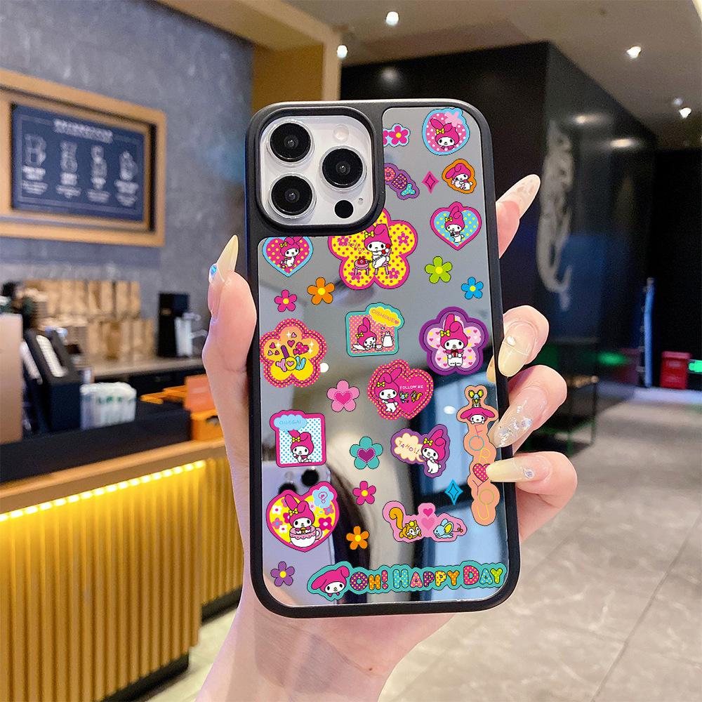 Fun and Cute Cartoon Apple 16promax Anti-drop Mobile Phone Case Mirror 15 Makeup Mirror iPhoneAIR Creative