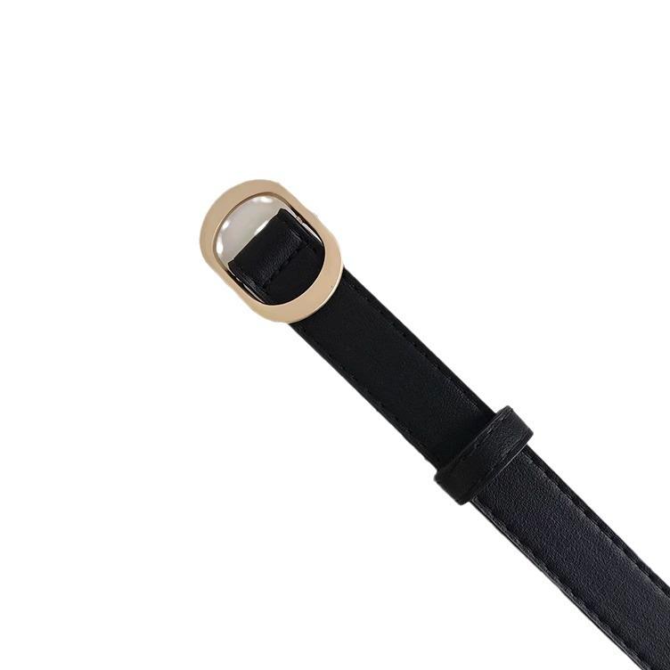Women's American Retro Summer Black Leather Belt | Simple, Versatile, Trendy, Holeless Design