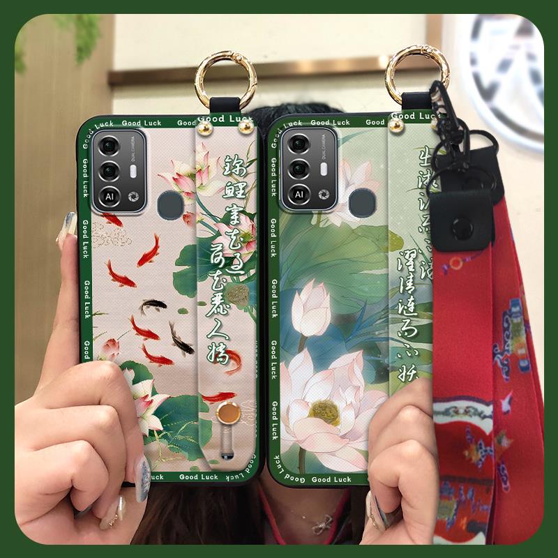 Shockproof Protective Phone Case For ZTE Blade A53 Pro Anti-dust For Mom Wrist Strap Waterproof Back Cover Elderly Lady