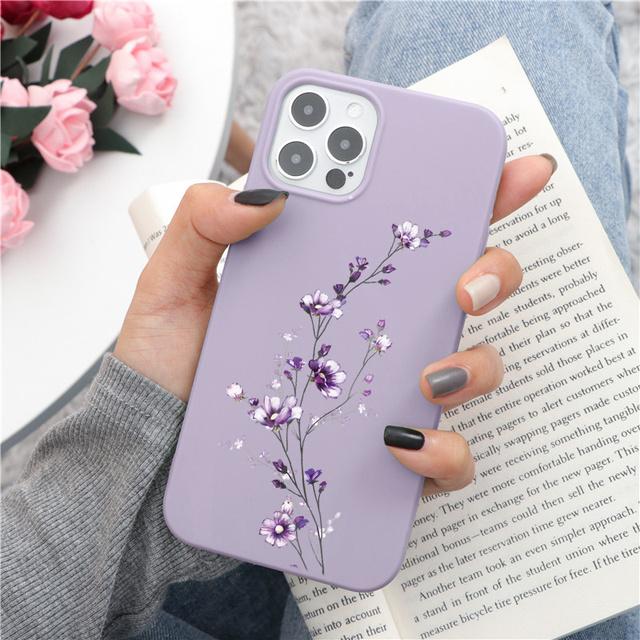 Husă de telefon cu flori de lavandă pentru Iphone Se3 2022 Se2 7 8plus X Xr Xs 11 12 13 14 Pro Max Mini 6 6s Plus Funda moale TPU rezistentă la șocuri