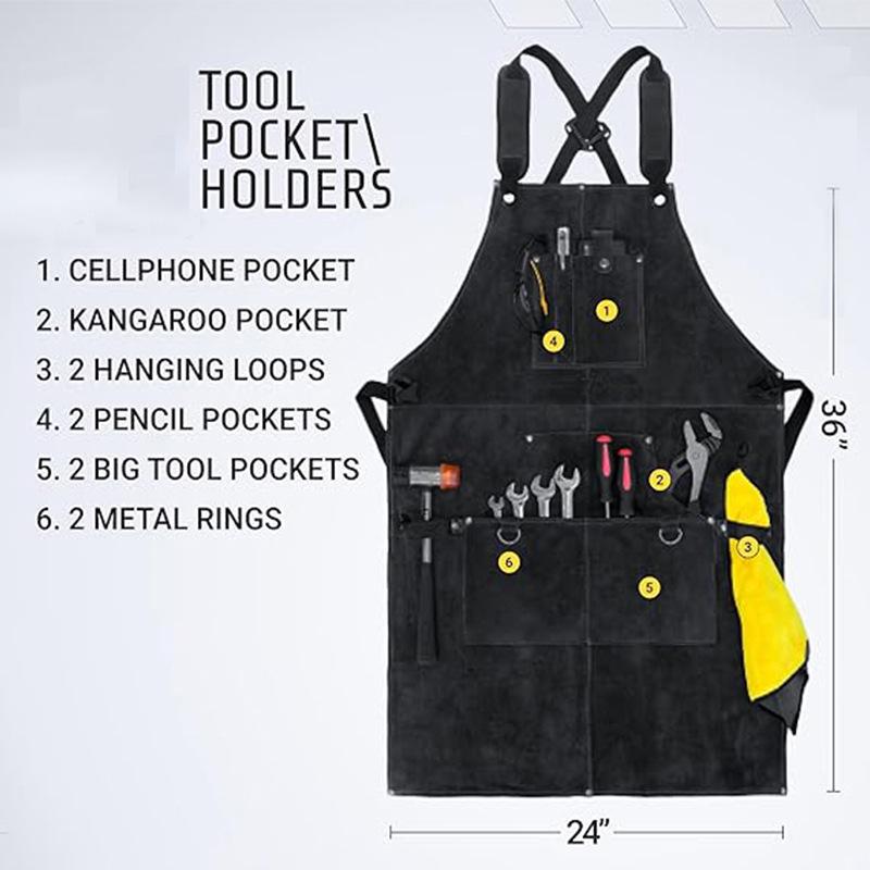 Double-Sided Fleece Multi-Pocket Tool Waist Apron for Auto Repair, Welding, and Outdoor Barbecue.