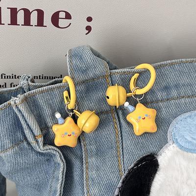Cute Cartoon Hat Star Bell Keychain Kawaii Sweet Pentagram Keyring Loverly Bag Pendant Backpack Hanging Decoration Girl Gift