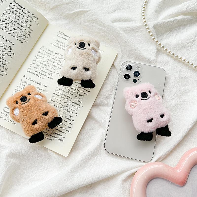 Plush Bear Mobile Phone Airbag Holder Cute Style Desktop Watching Drama Chasing Paste Type Retractable Portable Support