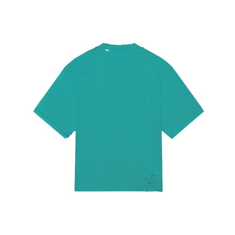 Balenciaga Mosaic Logo BB Alphabet Loose Hole Distress Short Sleeve Unisex Blue 651795TKVF53660