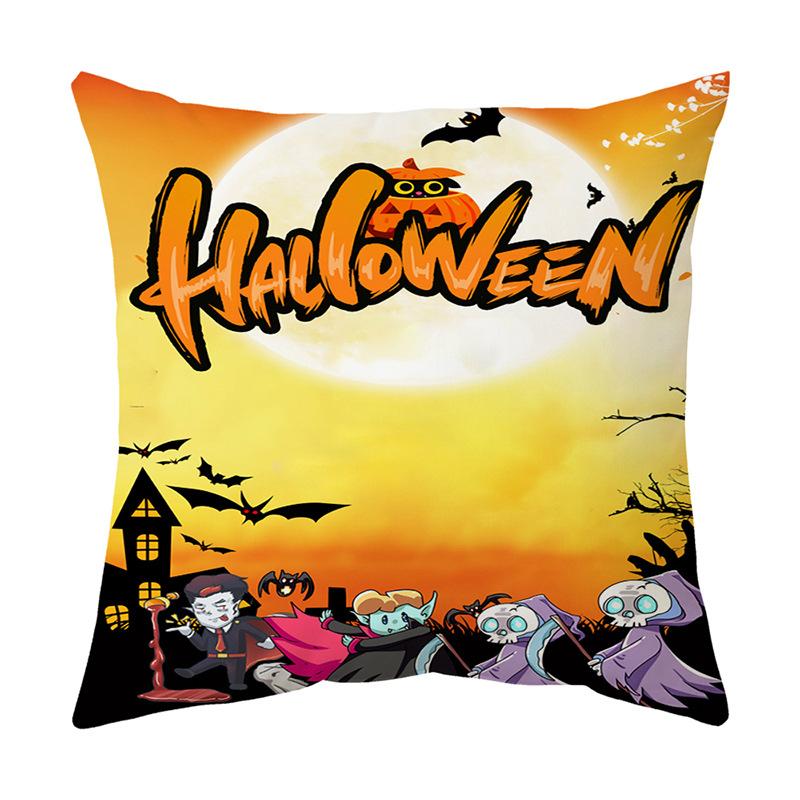 Cushion Pillow Halloween Print Pillow Cover Cushion Peach Skin Short Plush Cushion