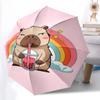 Rainbow Bear Sips Pink Drink Folding umbrella Portable travel Umbrella travel Three folds