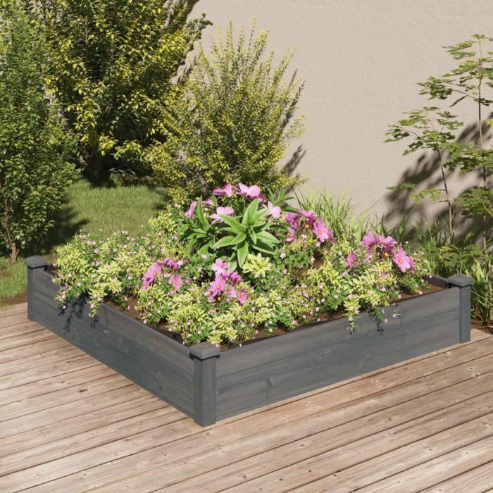 VidaXL Lit surélevé de jardin doublure 120x120x25 cm bois massif sapin 364294