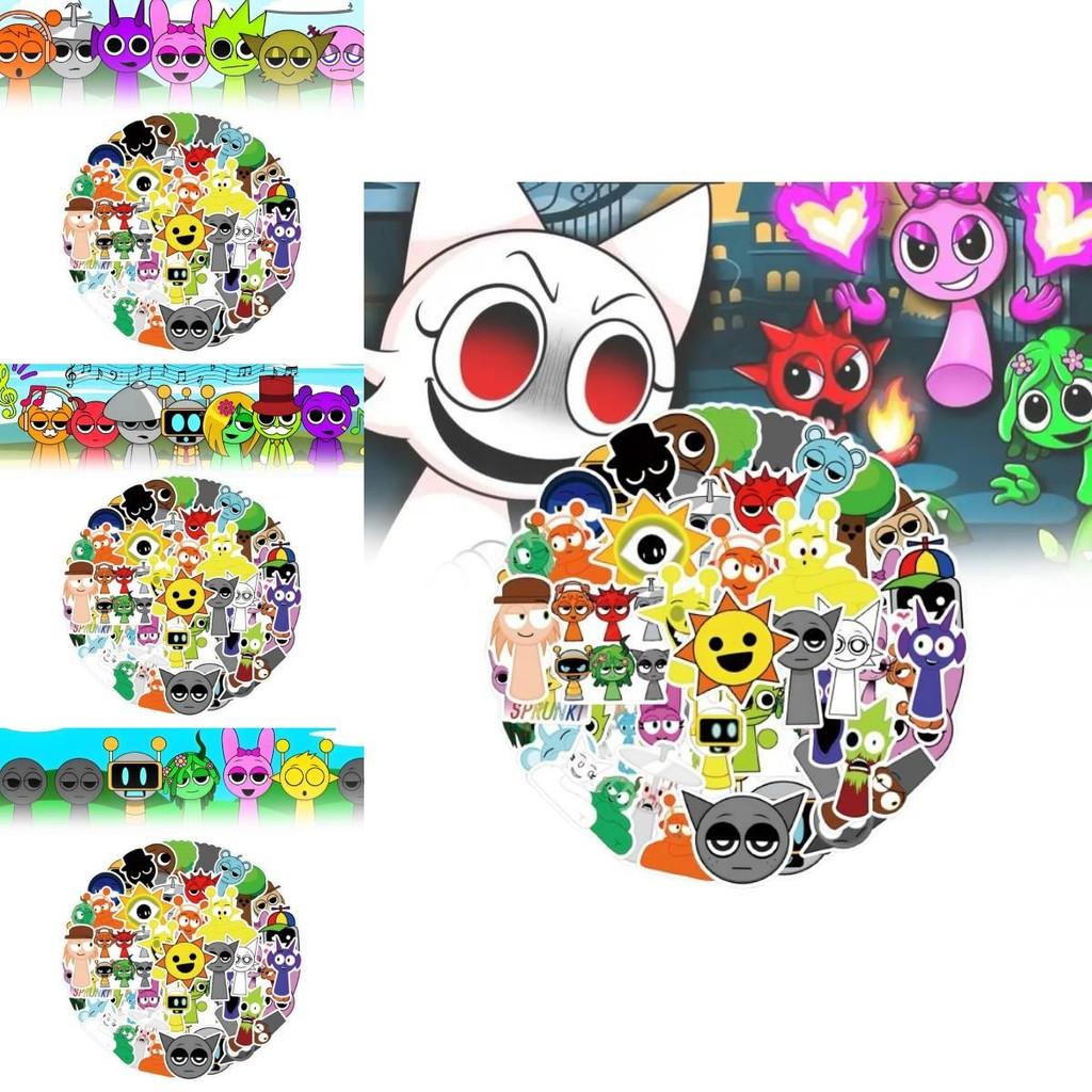 55 Piece Incredibox Sprunki Cute Style Waterproof Stickers For Creative Decoration