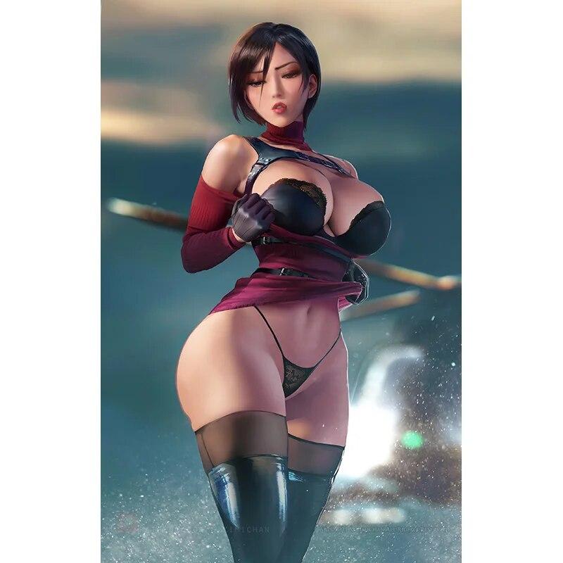 Print Red Lace Underwear King Ada Nude 3D Sexy Anime Girl Art Posters HD Wall Art Canvas Painting Home Decor Picture