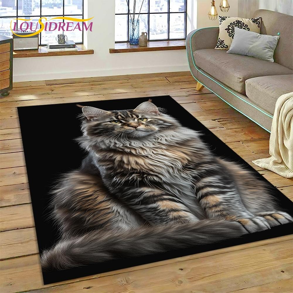 3D Persian Cat,Cute Calico Cat,Ragdoll Cartoon Rug Carpet for Living Room Bedroom Home Decor,Non-slip for Sofa  Doormat Gift Kid