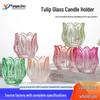 Färgglad tulpanformad glasljushållare & aromaterapidiffusor för heminredning