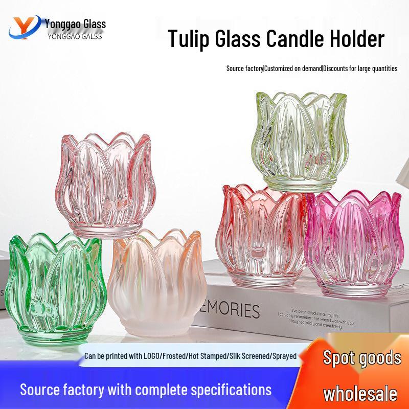 Colorful Tulip Glass Candle Holder & Aromatherapy Diffuser for Home Decor