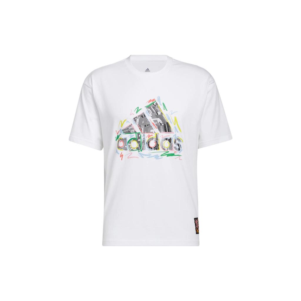 Adidas Alphabet Logo Print Short Sleeve T-Shirt Men Tops White HC4456