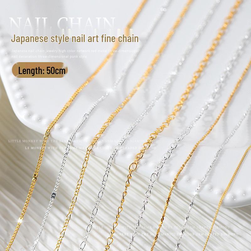 

Shibu Style 3D Silver Steel Beads Ultra-Fine Metal Chain Nail Art Accessories