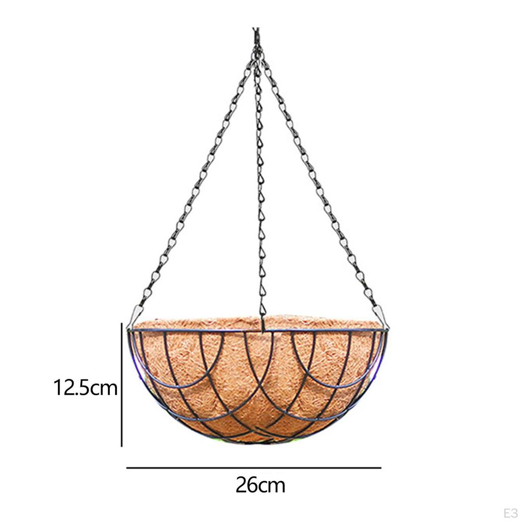 Coconut Coir Hanging Planters Flower Pots 2 Layers Black Chain Sturdy Decorative Hanger for