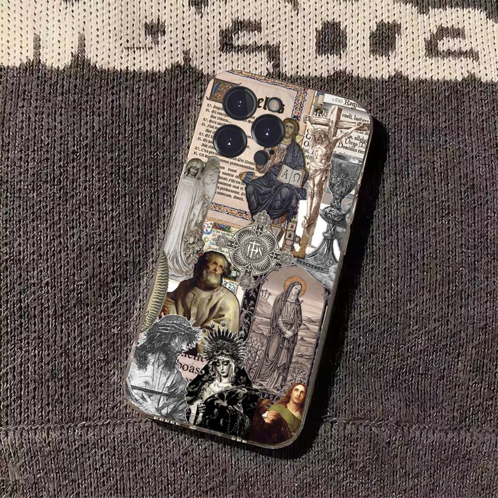 

Vintage Jesus God Slogan Phone Case for iPhone 11Pro 13 12 11 Pro Max 16e 17 Air 16 15 14 Plus 11ProMax iPhone15pro