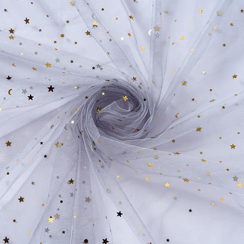 Stern und Mond Pailletten Mesh Stoff für DIY Deko-Projekte