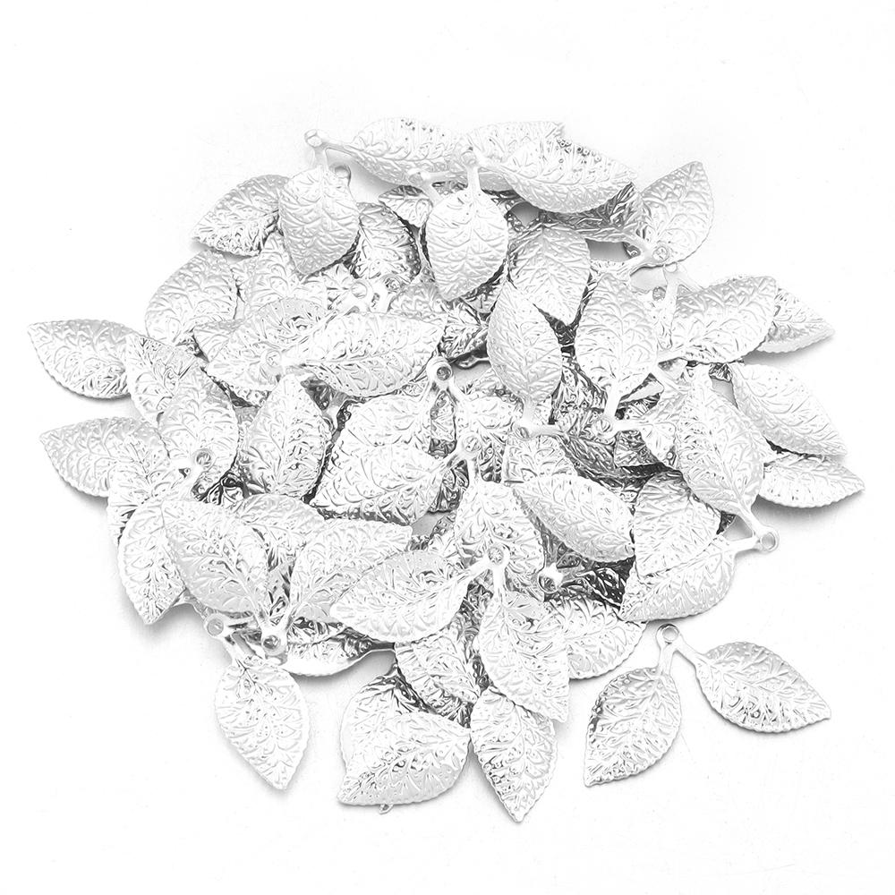 50 Stück/Los Metallblatt-Anhänger 16x26mm Eisen Zwei-Blatt-Anhänger Für Schmuckherstellung DIY-Anhänger Ohrringe Kopfschmuck Zubehör