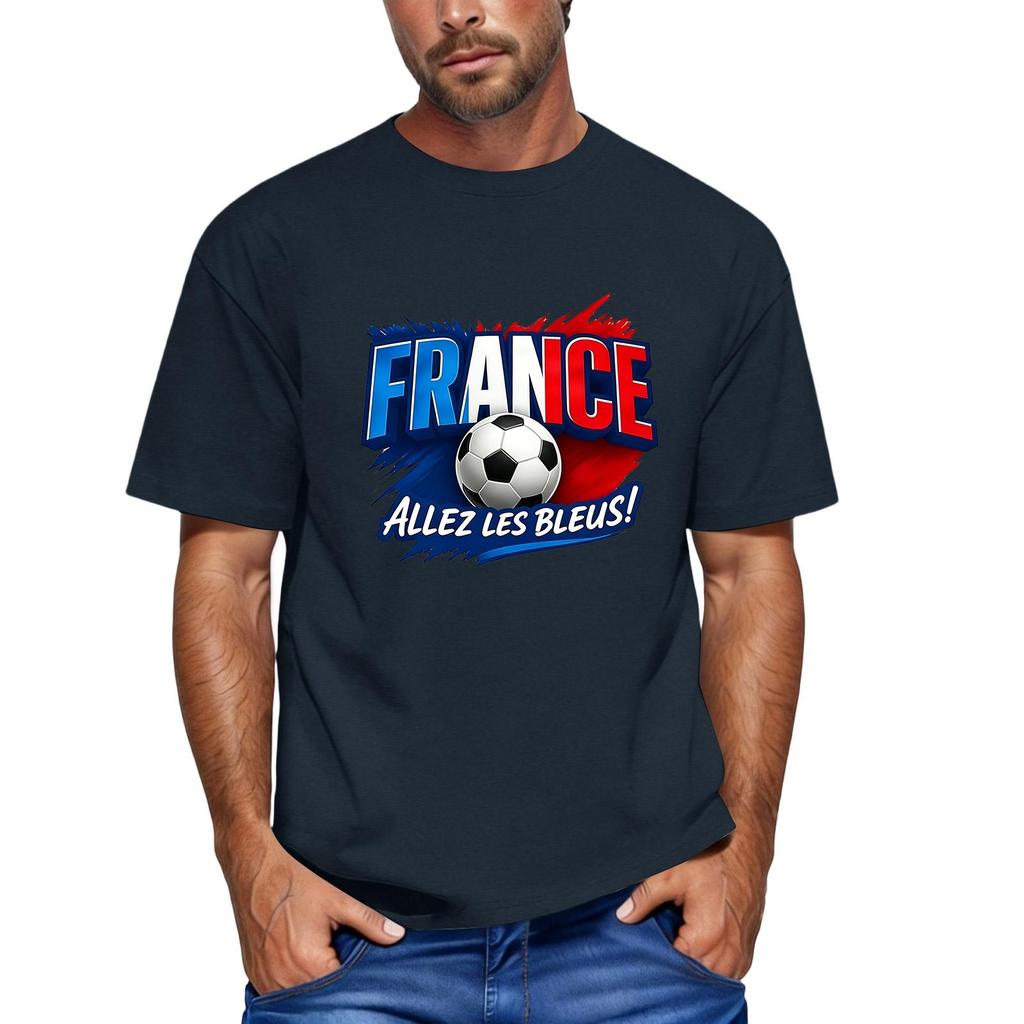 Men's Short Sleeve Crew Neck T-Shirt with Football Graphic and Text Print Casual Fit Lightweight Top for Everyday Wear