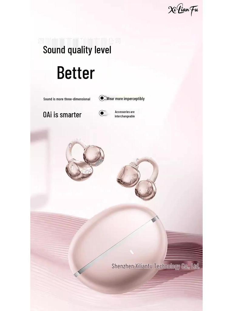 Hoop Ear Clip Bluetooth Earphones with AI Smart Features and Long Battery Life