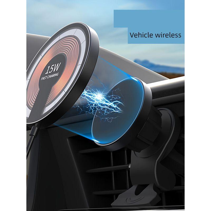 Cross-Border Magnetic Wireless Charger Magsafe Transparent Wireless Charging Stand Suitable for Apple 15W Car Mount