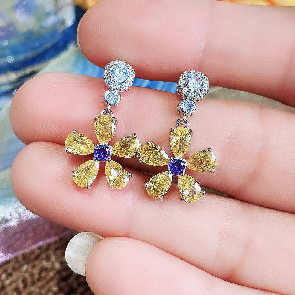 Yellow Zircon, Niche Design, Cool Style, Fresh and Elegant Accessories, High-end Trend, Personalized Fashion Earrings