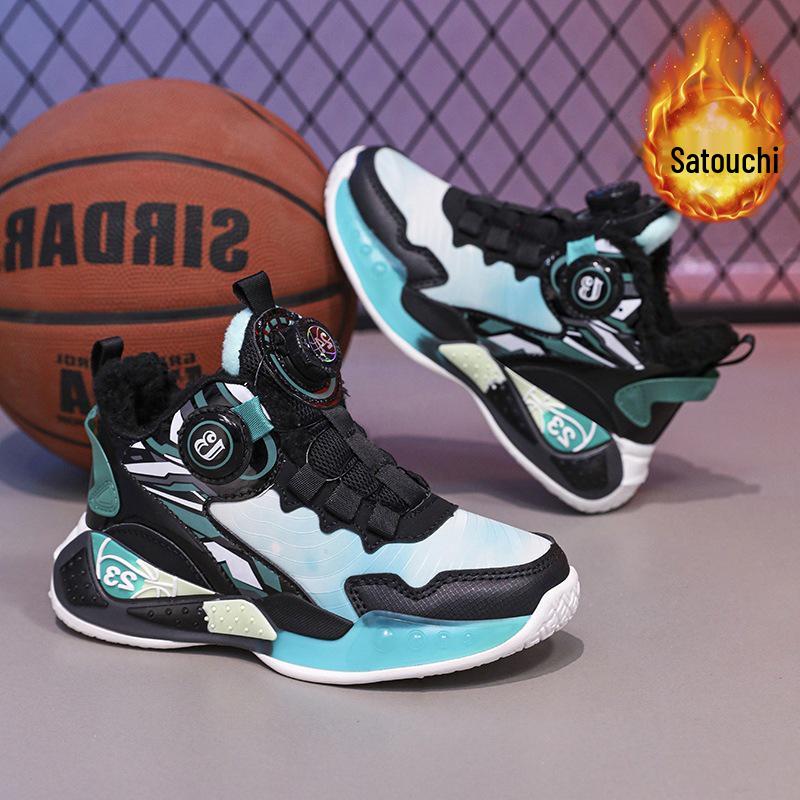 Jungen Basketballschuhe Winter 2025 - Leichte, rutschfeste Sportschuhe mit Samtfutter für Kinder