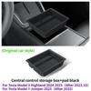 For Tesla Model Y Juniper 2025 Center Console Storage Organizer Box Tray Armrest Hidden Box Cup Holder New Model 3 Highland 2024