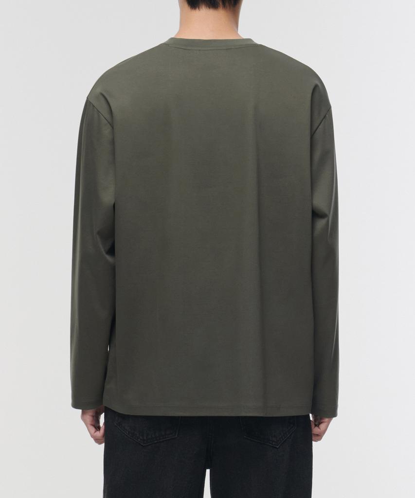 MUSINSA STANDARD Silket Relaxed Crew Neck Long Sleeve T-Shirt [Dusty Khaki]