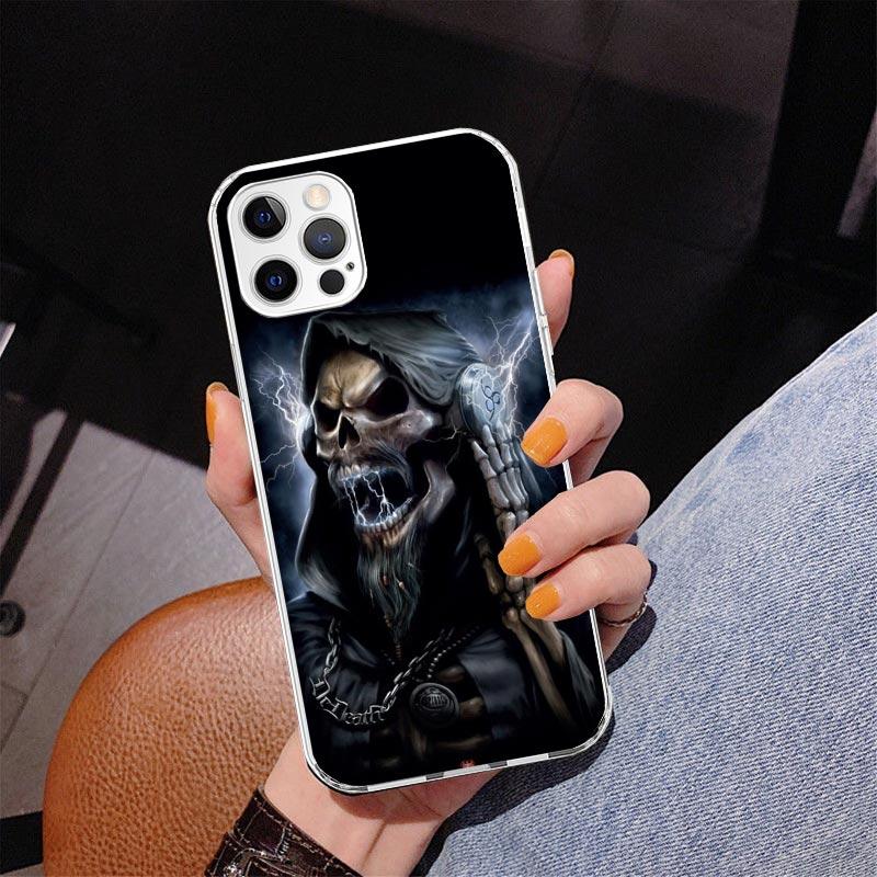 Reaper Skull Skeleton Gun Phone Case For iPhone 17 Air 16 Pro Max 16E 15 + 14 Plus 11 12 13 Mini 7 8 SE Gift Print Cover Fundas